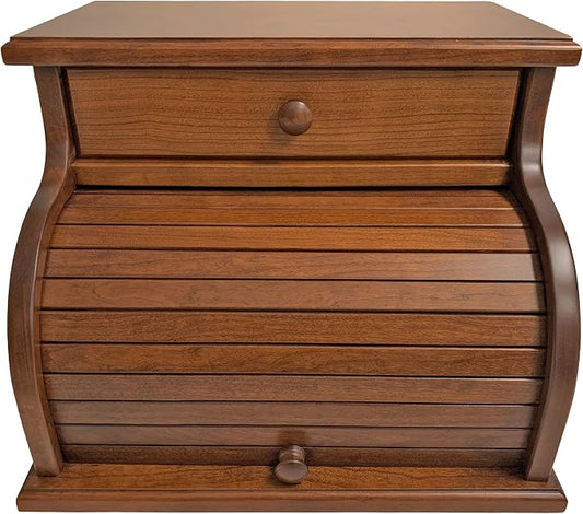 DutchCrafters Amish USA Made Solid Wood Countertop Bread Box with Drawer, Bread Holder for Kitchen Counter, Large Bread Box for Kitchen Countertop (Cherry - Michael's Cherry) by DutchCraftersAmishFurniture