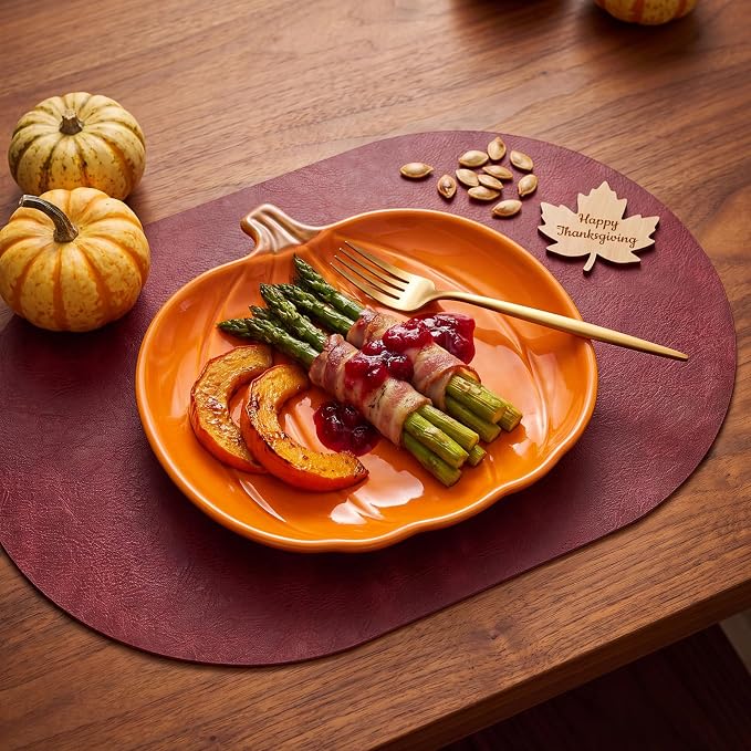 Placemats, Oval Placemats 2mm Ultra Thick Faux Leather Table Mats, Heat Resistant Waterproof Wipeable Dining Mats for Kitchen Table, Set of 6, Wine Red - Image 2