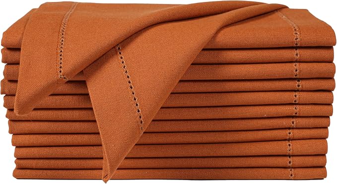 Bedding Craft Cloth Dinner Napkins Set of 12 – 18x18 Roasted Pecan with Hemstitched Mitered Corners – Reusable Machine Washable Fabric Napkins for Weddings & Dining Tables - Image 7