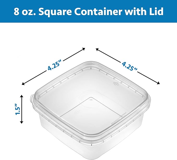 40 Pack Square Clear Deli Containers with Lids Disposable BPA Free Square Plastic Food Storage Containers with Lids Airtight for Meal Prep Take Out Kitchen (8 oz) - Image 4