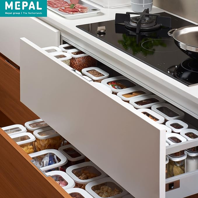 Mepal, MODULA 7 Piece Food Storage Box Set for Cereal or Pasta with 3 Transparent Lids, Airtight, BPA Free, 1 Set - Image 8