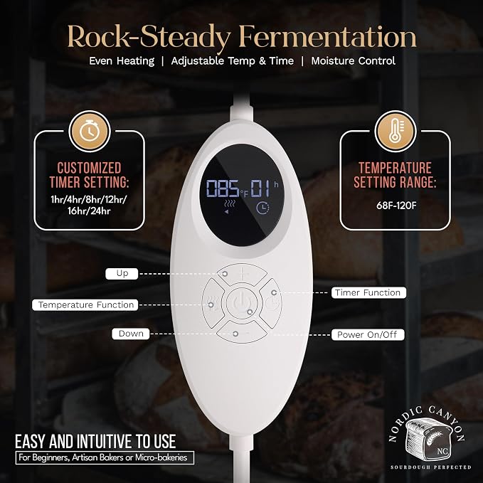 Bread Proofing Box, Beige | Sourdough Proofer, Temperature Control 68–120°F, 24-Hour Timer, Foldable Countertop, Dough Fermentation - Image 6