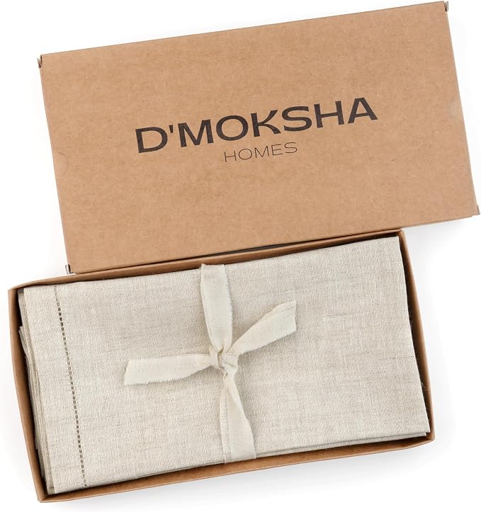 Signature Linen™ by D'Moksha Light Natural Dinner Napkins Set of 8, 20 x 20 Inch Cloth Napkins, 100% Pure Linen, Hemstitch, Machine Washable Table Napkins- Summer, Weddings, Outdoor hostings - Image 4