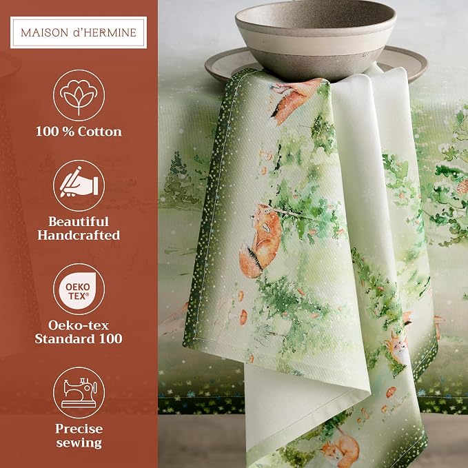 Maison d' Hermine Cloth Napkins Set of 4 Reusable 100% Cotton (20" x 20") | Everyday Square Napkins Cloth Washable Dinner Wedding Restaurant Hotel Kitchen Thanksgiving Christmas - Winter Mornings - Image 2
