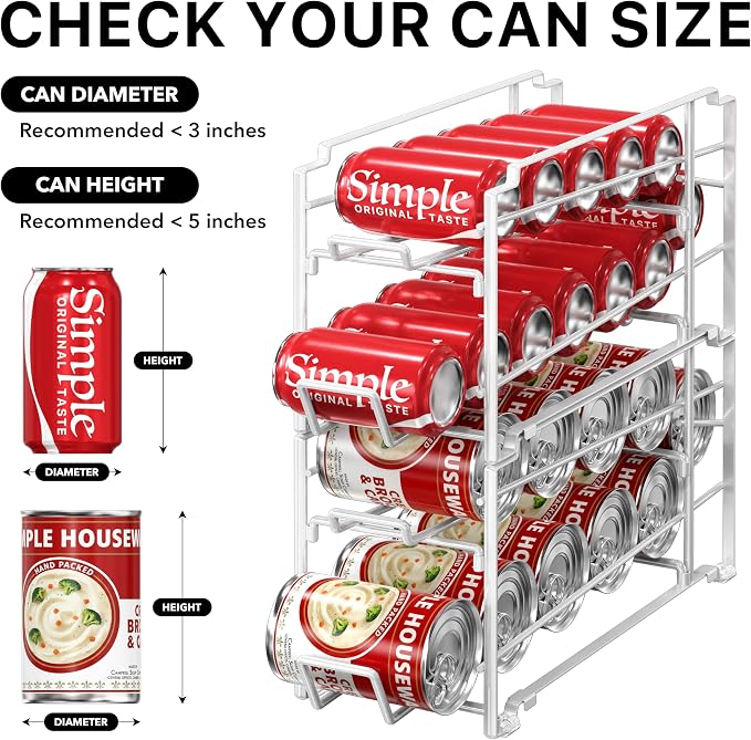 Simple Houseware 4-Pack Soda Can Stackable Rack Dispenser Organizer, White | for Pantry/Refrigerator - Image 5