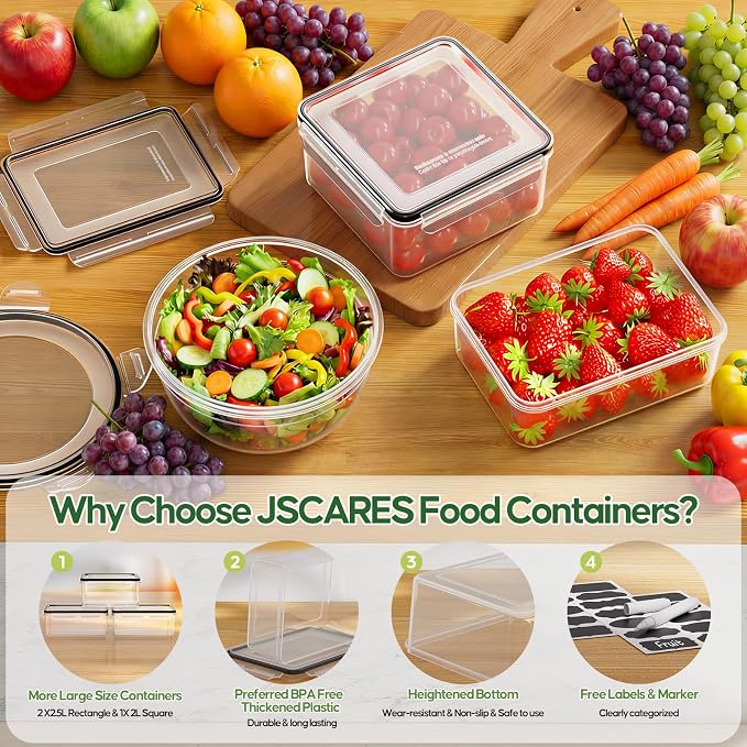 62 PCS Large Food Storage Containers with Lids Airtight (31 Lids & 31 Containers)- 85 OZ Reusable Plastic Leakproof Meal-Prep Container for Kitchen Storage Organization Microwave/Dishwasher Safe - Image 3