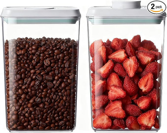 Melovom Pop Food Storage Containers Set Airtight Food Storage Containers with Pop Lids, Kitchen Pantry Organization and Storage, BPA Free, 2 x 2.8Qt by Melovom