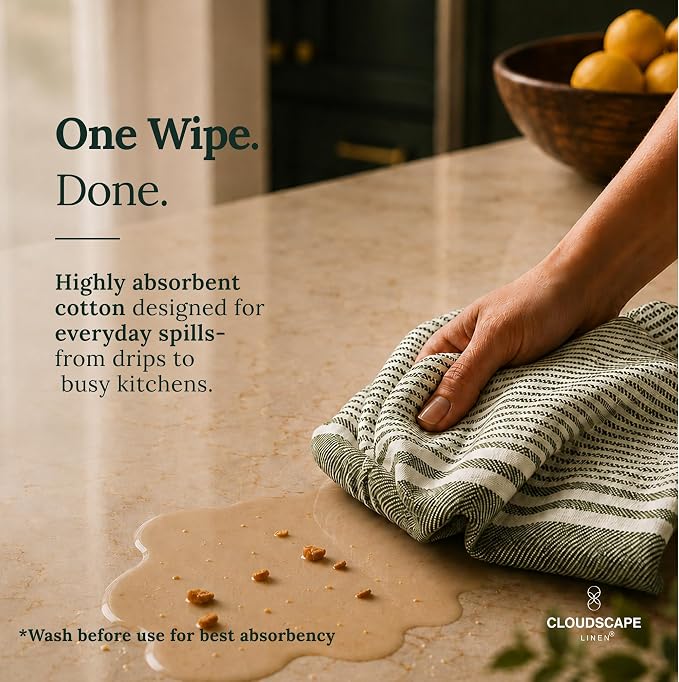 CSL Pack of 12 Kitchen Towels, Absorbent & Soft, Oversized, 18x28 - Green - Image 2