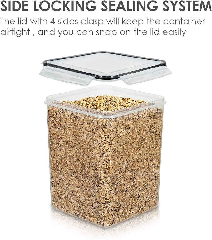 Vtopmart 5.2L Flour Sugar Storage Containers, 4 PCS, Black | For Bulk Flour and Sugar Storage, Airtight Seal, Multiple Sizes, BPA Free, Food Grade Material, Dishwasher Safe (Not Lids) - Image 4