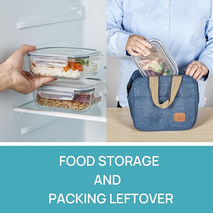 Vtopmart 5Pack 22oz Glass Storage Containers with Lids, Grey | Glass Meal Prep Food Container Sets, Snap Airtight Lid, For Microwave, Oven, Freezer and Dishwasher, BPA Free - Image 5