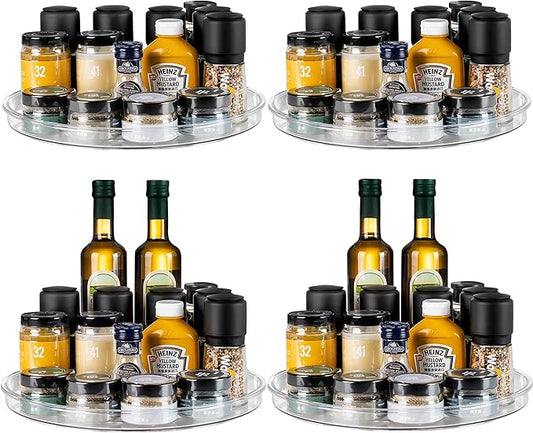 4 Pack Turntable Organizer Non-Skid, Large 13" Cabinet Lazy Susan Clear Turntable Organizer for Pantry Lazy Susan Organizer, Storage Containers for Kitchen, Countertop by vacane