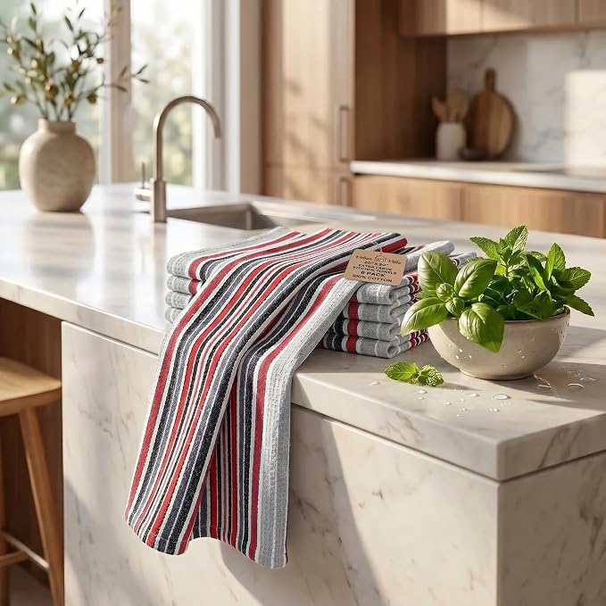 Urban Villa Kitchen Towels Cotton Dish Towels 20”x30” (Set of 6) Grey - Image 6