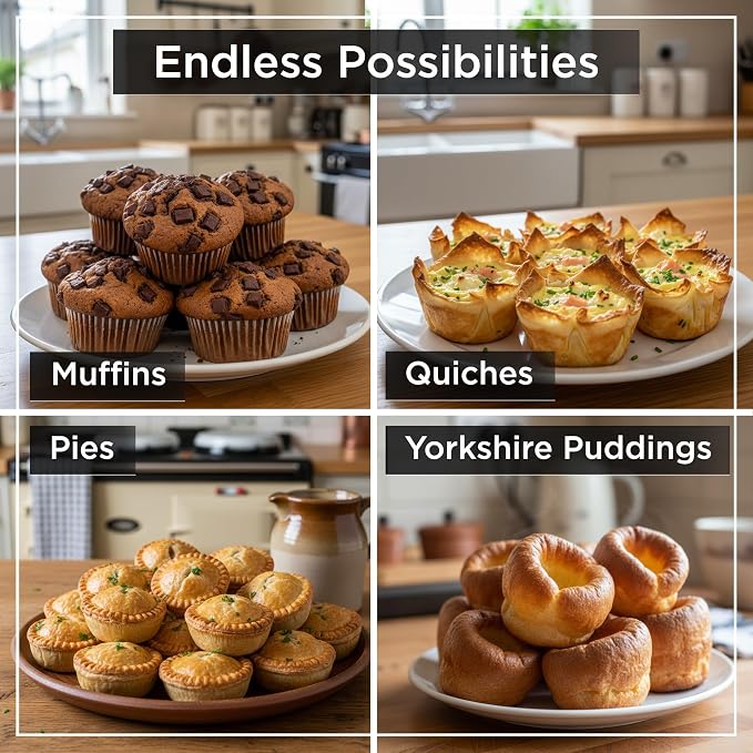 Wrenbury Set of 2 Nonstick Muffin Pan 12 Cup – Deep Cupcake Yorkshire Pudding Tin, PTFE & PFOA Free Carbon Steel, Warp Resistant Baking Tray for Even Bakes - Image 6