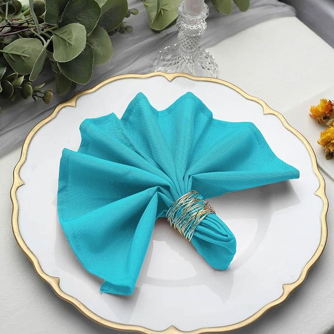 Efavormart Premium Cloth Napkins Set of 10, 17x17 Inch Turquoise Seamless Dinner Napkins, Washable Linen Table Napkin Cloth with Hemmed Edges for Weddings, Party and Banquet - Image 2