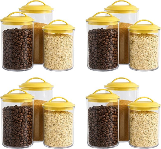 Reston Lloyd Food Storage Containers, BPA Free Airtight Canisters for Cereal, Pasta, Sugar, Coffee, Flour, Cookies, Loose Tea, for Kitchen Organization Set of 3 Lemon (Pack of 4) by RestonLloyd