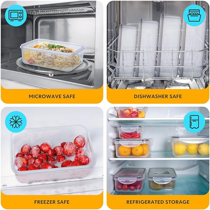 34 PCS Food Storage Containers with Lids Airtight(17 Lids &17 Containers) - Microwave/Dishwasher Safe 100% Leakproof Storage Containers for Meal Prep Kitchen Storage Organization with Labels & Pen - Image 6