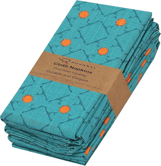 RUVANTI Cloth Napkins Set of 6 Cotton 100%, 18x18 Inches Napkins Cloth Washable, Soft, Absorbent. Cotton Napkins for Parties, Christmas, Thanksgiving, Weddings, Dinner Napkins Cloth - Combo by Ruvanti
