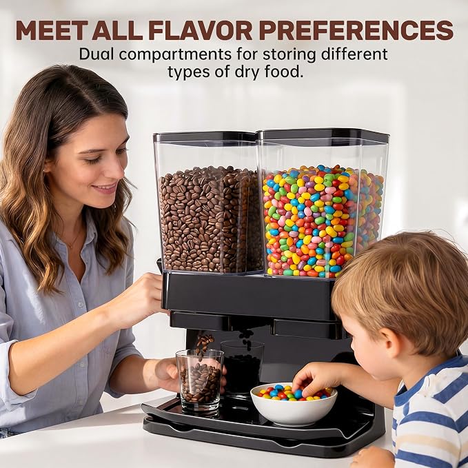 Cereal Dispenser Countertop 2 Pack, Double 3L Airtight | Cereal Storage Container for Kitchen Pantry, Large Capacity Clear Dry Food Organizer For Cereal, Nuts, Coffee Beans, Pet Food - Image 4