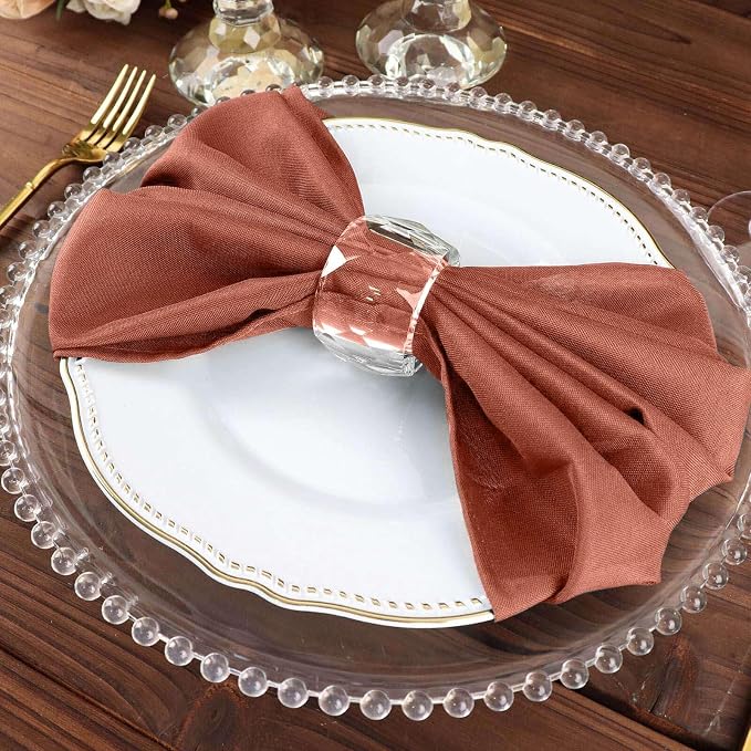 Efavormart Premium Cloth Napkins Set of 100, 20x20 Inch Terracotta Seamless Dinner Napkins, Washable Linen Table Napkin Cloth with Hemmed Edges for Weddings, Party and Banquet - Image 6