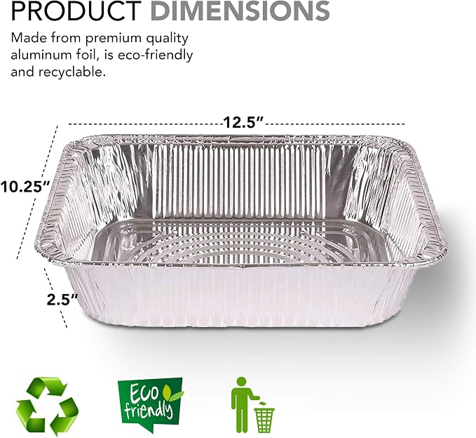 Stock Your Home 9x13 Aluminum Pans (20 Pack) - Disposable & Recyclable Foil Tray- Half Size Steam Table Deep Pans - Tin Foil Pans for Cooking, Heating, Storing, Prepping Food, BBQ, Grilling, Catering - Image 2
