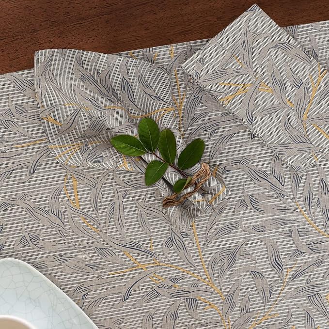 RUVANTI Cloth Napkins Set of 6 Cotton 100%, 18x18 Inches Napkins Cloth Washable, Soft, Absorbent. Cotton Napkins for Parties, Christmas, Thanksgiving, Weddings, Dinner Napkins Cloth - Leafy - Image 9