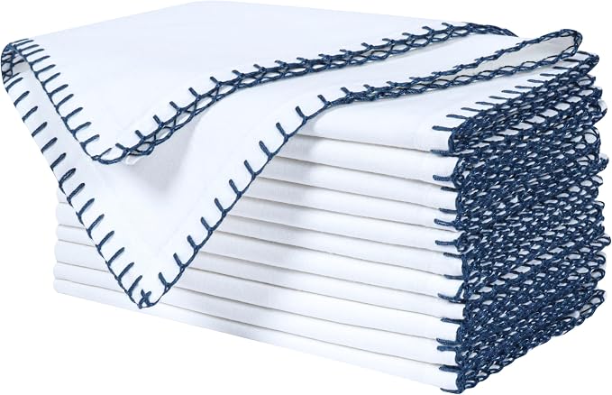 Bedding Craft Cotton Cloth Dinner Napkins Set of 12 – 18x18 Magical Forest Reusable Fabric Napkins with Blanket Stitch Selvedge – Elegant Washable Wedding Napkins for Dining, Kitchen & Events - Image 3