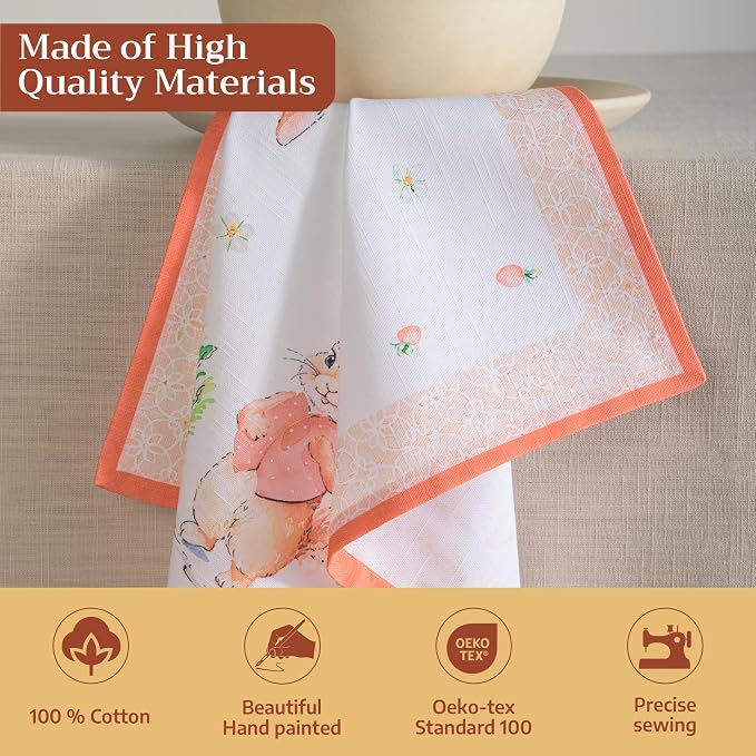 Maison d' Hermine Cloth Napkins Set of 4 Reusable 100% Cotton (20" x 20") | Everyday Square Napkins Cloth Washable Dinner Party Wedding Restaurant Hotel Kitchen Spring Summer - Bunny Party - Image 3