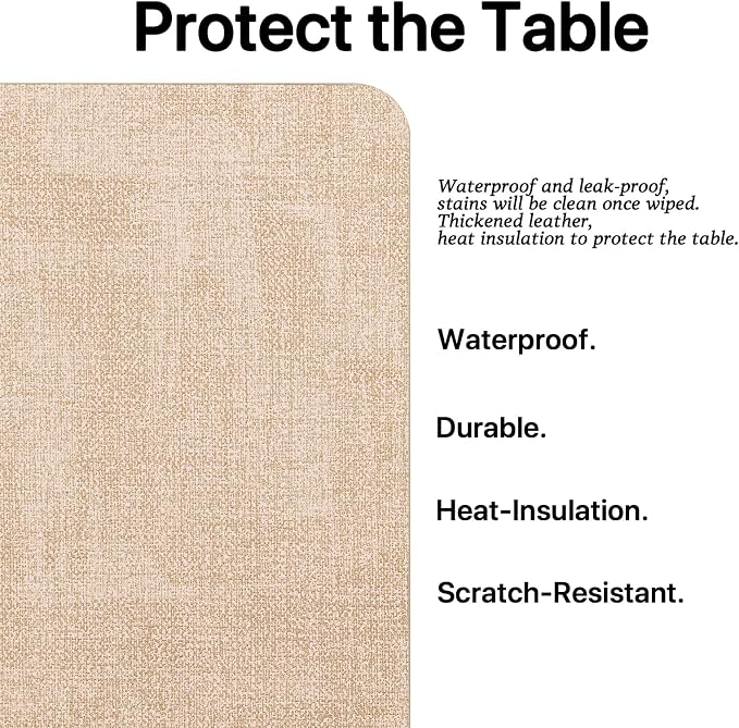 Baroyal Faux Leather Placemats Set of 4 Vinyl Washable Wipeable Table Mats for Kitchen Dining Table Heat Resistant Waterproof Modern Indoor/Outdoor Placemats Non-Slip Easy Clean Place Mats (Beige) - Image 5