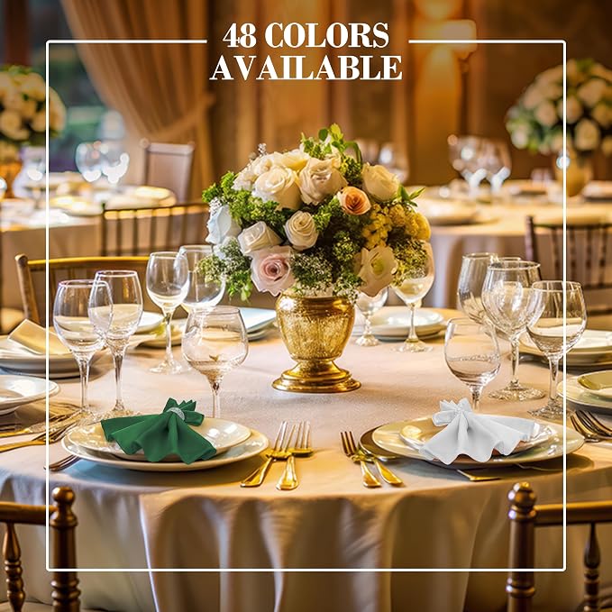 17x17-Inch Shantung Satin Cloth Napkins, Emerald Set of 12 | Bulk Case of 1 Dozen, Square, 100% Polyester Fabric, Reversible, Faux Dupioni Silk Reverse Side, Machine Washable, Green - Image 5