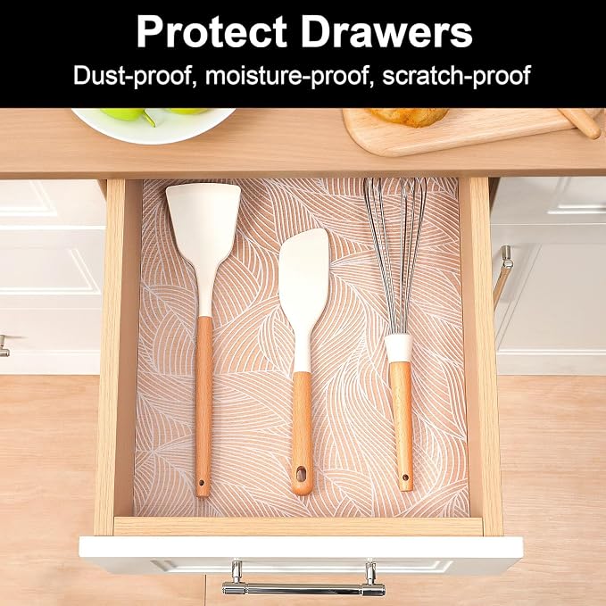Cooyes Shelf Liners for Kitchen Cabinets, Refrigerator Liners Waterproof & Oil-Proof Kitchen Cupboard Liner Drawer Mats EVA Material Non Adhesive Fridge Liner for Shelves（17.5" W x 78.7" L） - Image 2