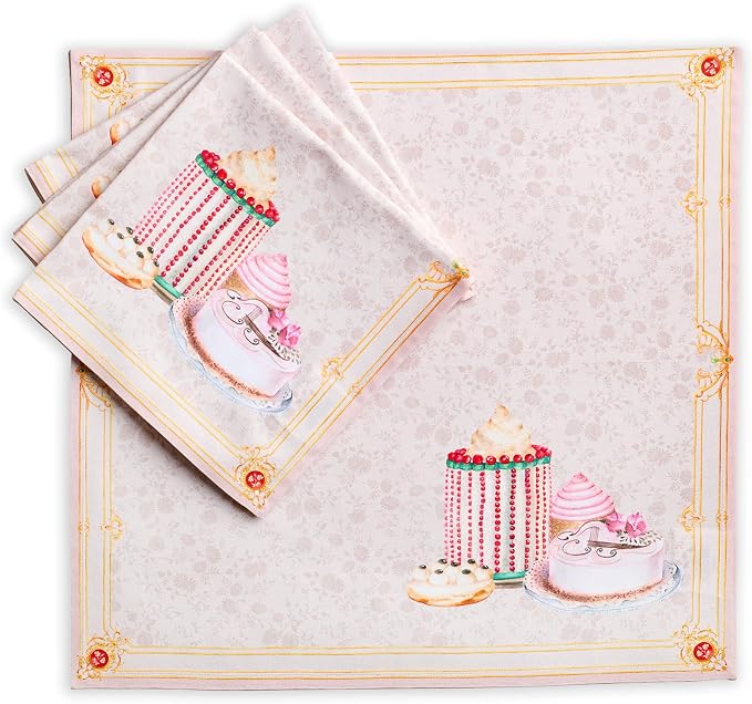 Maison d' Hermine Cloth Napkins Set of 4 100% Combed Cotton (20" x 20") | Everyday Square Napkins Cloth Washable Dinner Party Wedding Restaurant Hotel Kitchen Spring Summer - Pastries by MaisondHermine