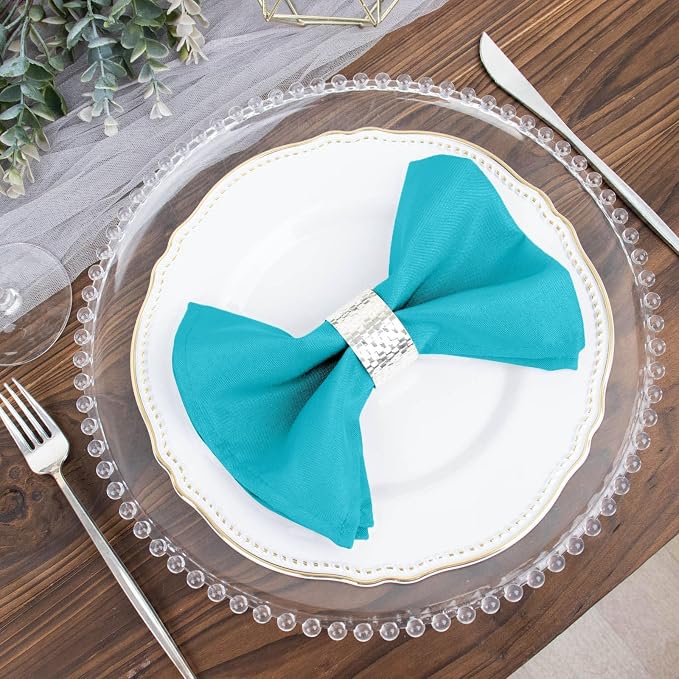 Efavormart Premium Cloth Napkins Set of 100, 17x17 Inch Turquoise Seamless Dinner Napkins, Washable Linen Table Napkin Cloth with Hemmed Edges for Weddings, Party and Banquet - Image 8