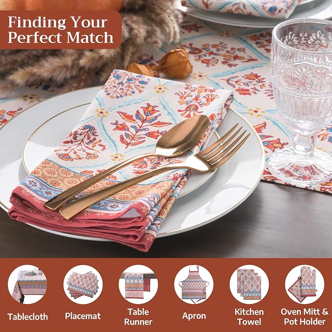Maison d' Hermine Cloth Napkins Set of 4 Reusable 100% Cotton (20" x 20") | Everyday Square Napkins Cloth Washable Dinner Wedding Restaurant Hotel Kitchen Thanksgiving Christmas - Romane - Image 4