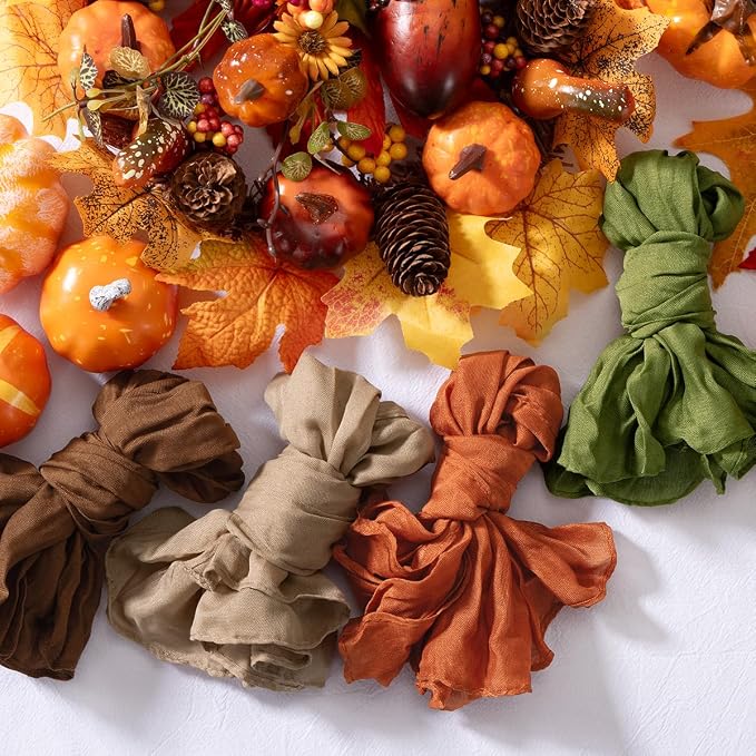 DeZerlor Thanksgiving Fall Cheese Cloth Napkins Set of 20 for Wedding Party | Reusable Cloth Napkins Bulk, for Thanksgiving Day Bridal Baby Shower Birthday Decor, 21x21 Inches - Image 6