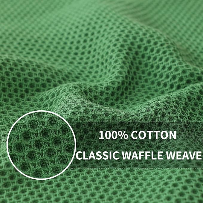Homaxy 100% Cotton Waffle Weave Kitchen Towels, 10-Pack, Grass Green | Ultra Soft Absorbent Dish Towels, Quick Drying Cleaning Towels, 13 x 28 Inches - Image 2
