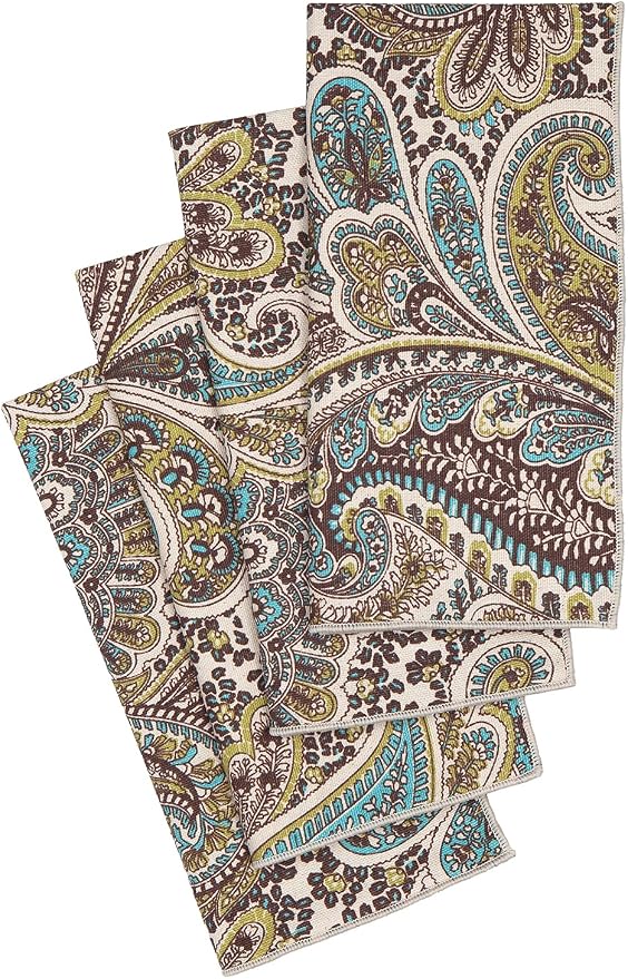 Cloth Napkins 100% Cotton Fabric Linen Napkins 18" x 18" Dinner Table Decor, Party Ideas, Brown, Turquoise Blue Fabric, Use with Tablecloth for Table Settings, Tablescapes Set 12 - Image 3