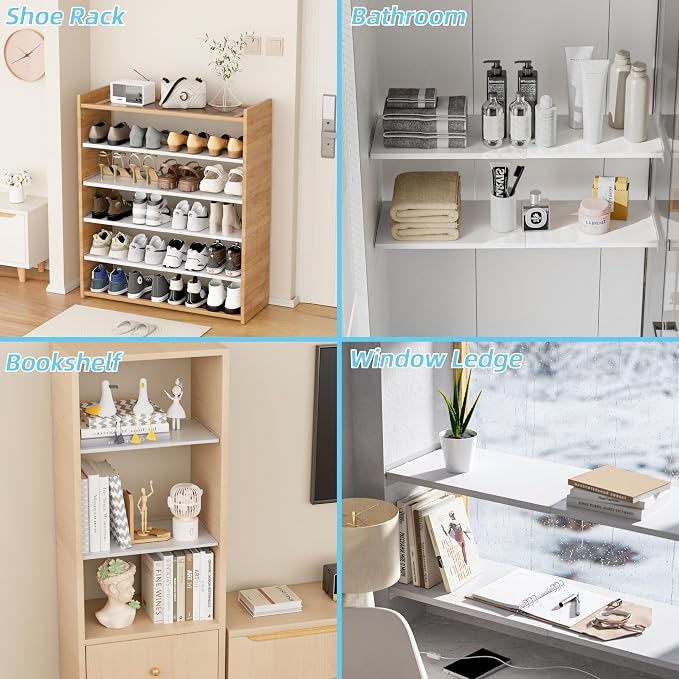 Adjustable Closet Shelves Organizers,1 Pack Expandable for Cabinet Rack Storage Wardrobe Tension Shelving for Pantry Cupboard Kitchen (White,W:11.8" D x 17"-31" W,1-PCS) - Image 5
