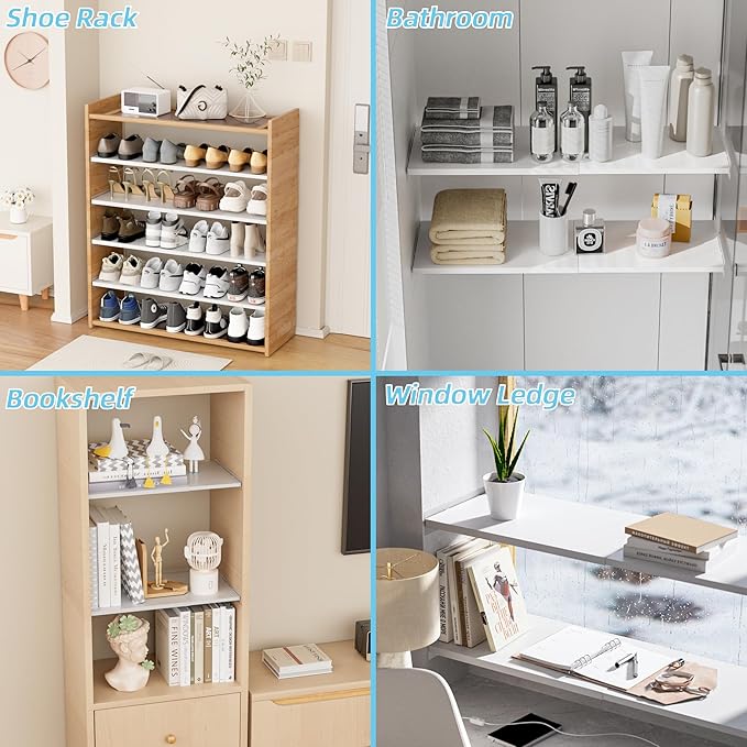 Expandable Closet Organizer Shelves, 1 Pack Adjustable Metal Storage Shelves Divider for Wardrobe Cupboard Kitchen (White,15.8" D x 17"-31" W,1PCS) - Image 4