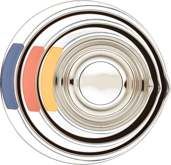 Ayesha Curry Kitchenware Pantryware Stainless Steel Nesting Mixing Bowls, 3-Piece Set, Silver with Color Accent Handles - Image 13