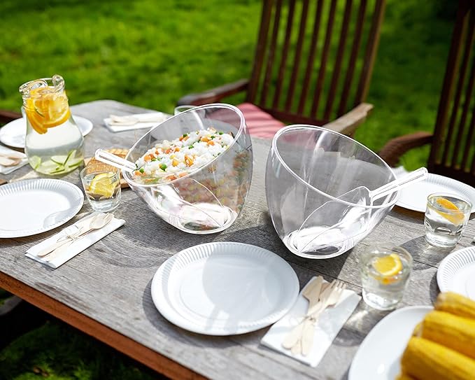 24 Pcs Serving Bowls Kit Include Clear Plastic Bowls for Parties and Popcorn Measuring Scoops Acrylic Plastic Kitchen Angled Candy Scoops for Office Canister Salad Cooking (25 oz) - Image 5