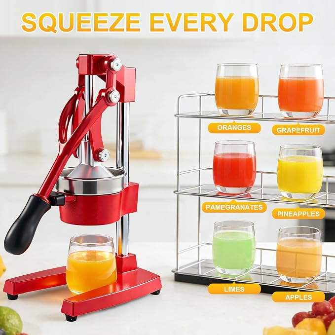 Cast Iron Juicer,Commercial Hand Press Squeezer,Heavy Duty Countertop Citrus for Fresh Orange Lemon Juice with Stainless Steel Cup - Image 6