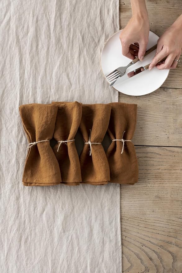 MagicLinen 100% Linen Napkins Set of 4, Soft Absorbent Dinner Napkins | European Flax, OEKO-TEX Certified, Stone-Washed Soft, Breathable, Absorbent, Set includes 4 napkins, Size 18X18in - Image 5