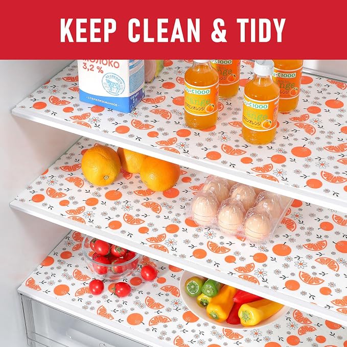 Cooyes Shelf Liners, 2-in-1 Non-Slip Fridge Mats, Absorb Excess Moisture, No-BPA Multiple Sizes for Glass Shelves, Kitchen Cabinets, Drawers (17.7 W x 36 L Inches, Dasiy-6 Pack) - Image 2