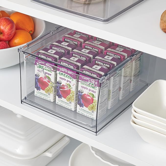 iDesign Stackable Storage Drawer, Set of 4, Clear | For Fridge, Pantry, or Under Sinks, Made in USA - Image 2