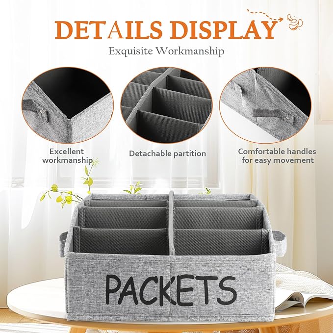 8 Compartment Fabric Snack Organizer with Handle, Portable Kitchen Pantry Storage and Spice Packet Organizer - Image 5
