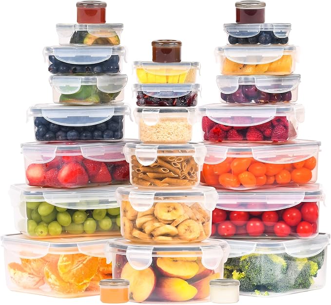 RockBerry 50 Pcs Large Food Storage Containers with Lids Airtight-85 OZ to small Containers-Total 526OZ Stackable Kitchen Set -BPA Free Leak proof containers- Freezer Microwave safe | Total 526 Oz BPA Free Plastic Stackable Containers For kitchen Pantr... - Image 7