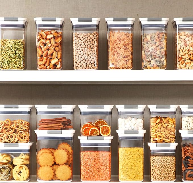 Felli Premium Tite Airtight Storage Container Set, 3 Pack - Clear Plastic Canisters with Easy Flip Lock Lids, Stackable Kitchen Pantry & Bathroom Organizer for Snacks, Dry Goods, Makeup, BPA Free - Image 2