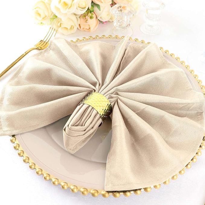 Efavormart Premium Cloth Napkins Set of 5, 20x20 Inch Nude Beige Seamless Dinner Napkins, Washable Linen Table Napkin Cloth with Hemmed Edges for Weddings, Party and Banquet by efavormart
