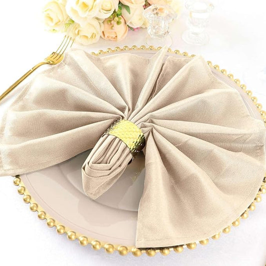 Efavormart Premium Cloth Napkins Set of 5, 20x20 Inch Nude Beige Seamless Dinner Napkins, Washable Linen Table Napkin Cloth with Hemmed Edges for Weddings, Party and Banquet by efavormart