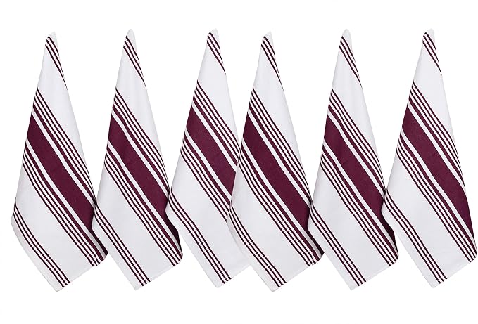 Urban Villa Kitchen Towels Cotton Dish Towels 20”x30” (Set of 6) Wine Wht - Image 4